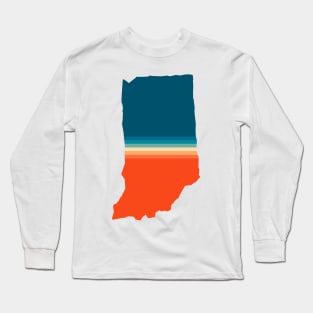 Indiana State Retro Map Long Sleeve T-Shirt